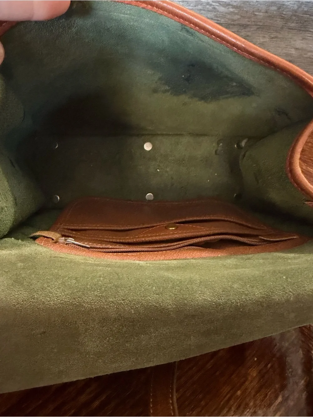 Vintage Dooney & Bourke Green All Weather Leather Essex Crossbody Purse